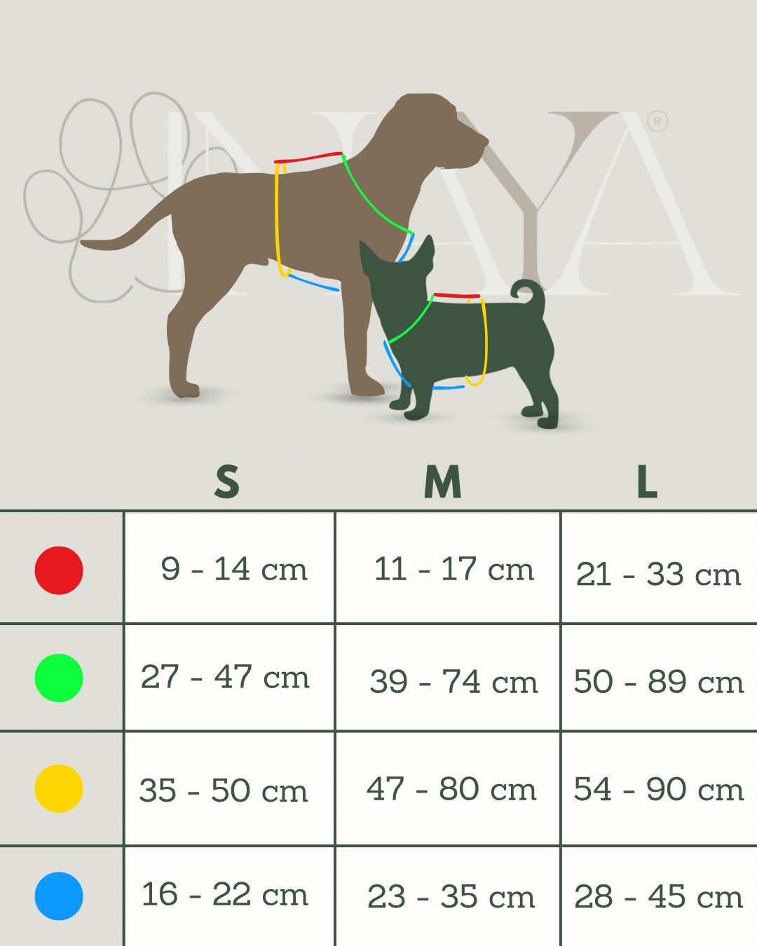 Flexi leine pawINAYA®  Hunde Geschirr - 3cm - - Hundeleine Schleppleine Halsband Hundegeschirr